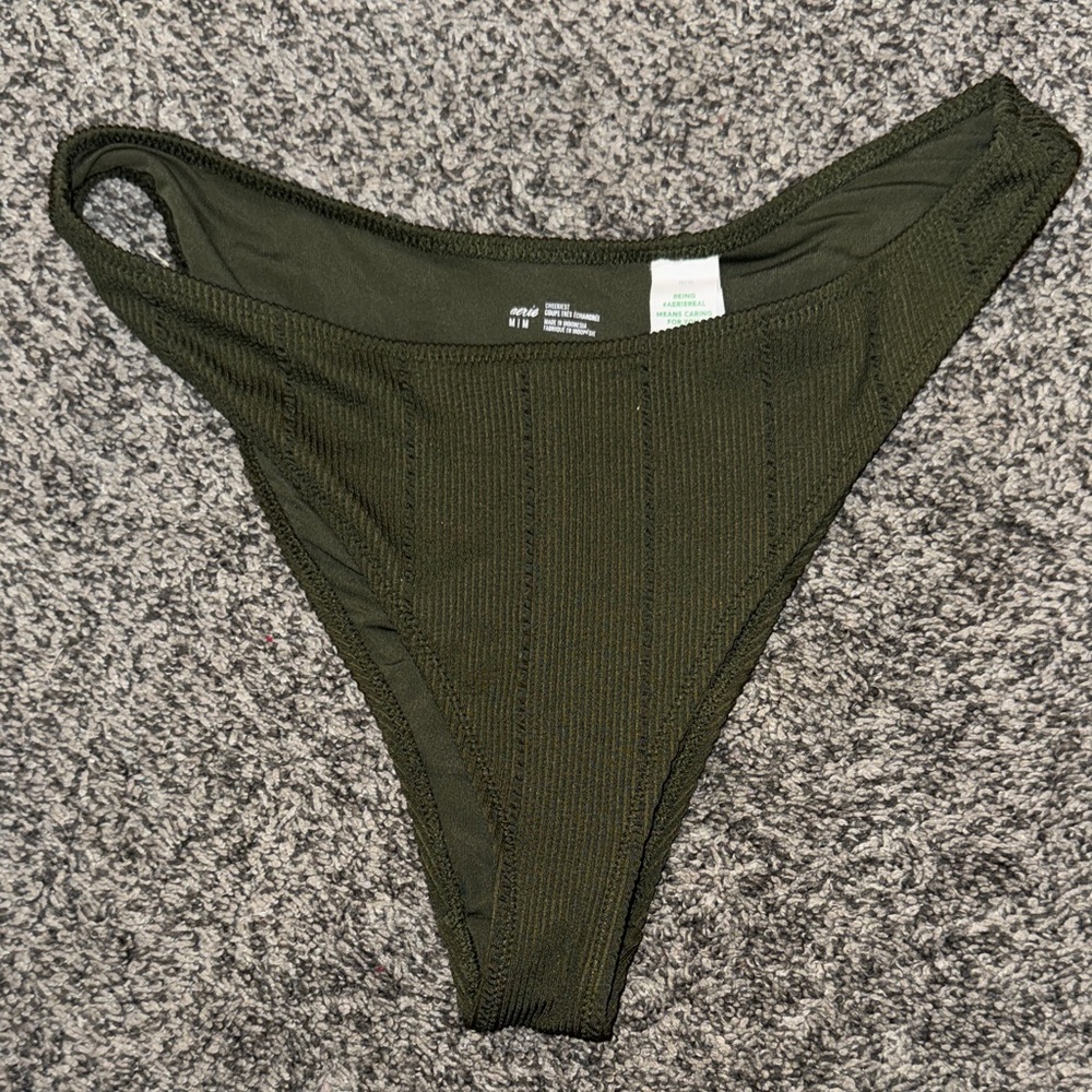 Aerie Olive Ribbed Swim Bottom